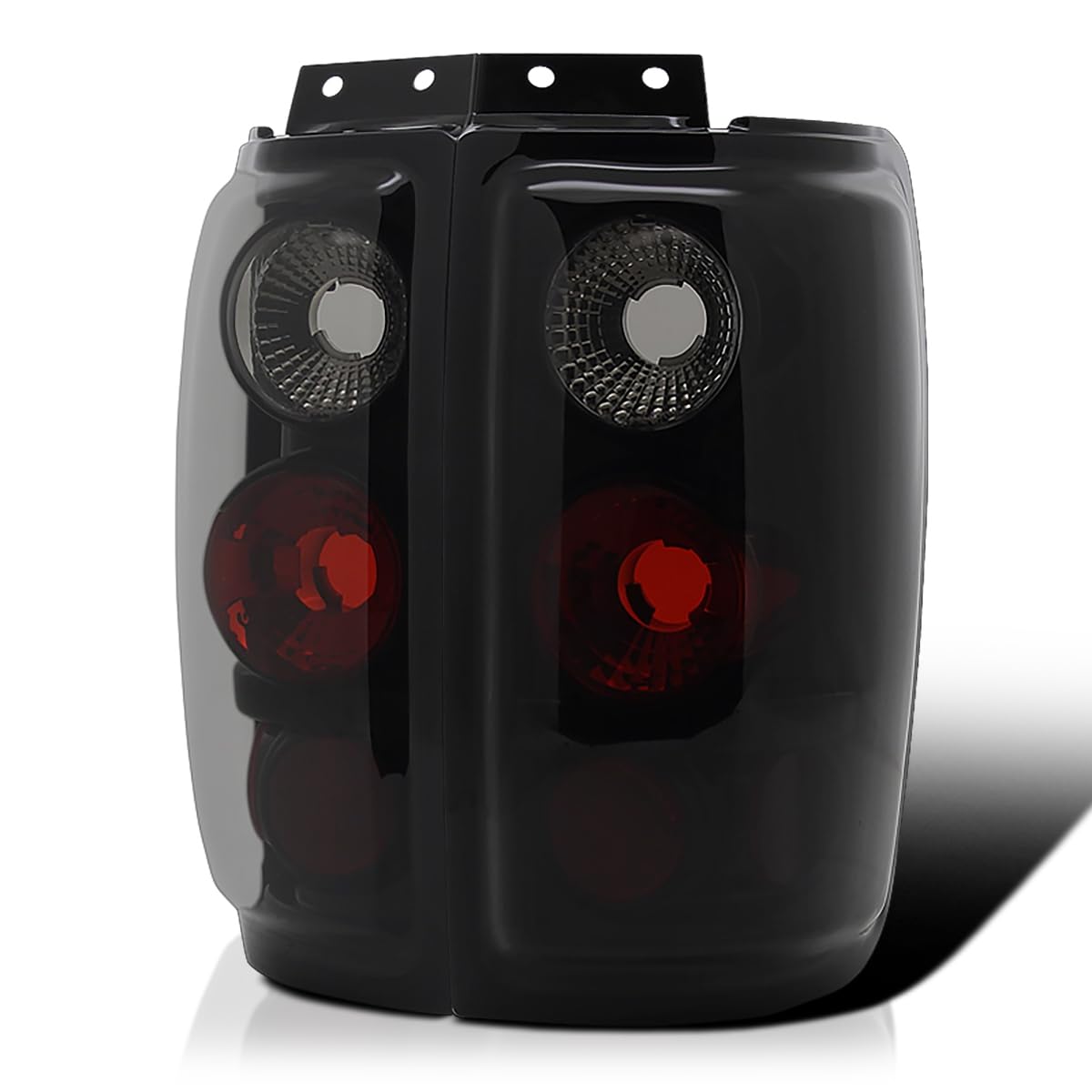 Spec-D Tuning Dark Smoke Lens Glossy Black Housing Tail Brake Lights Compatible with 1997-2002 Ford Expedition, Left + Right Pair Assembly